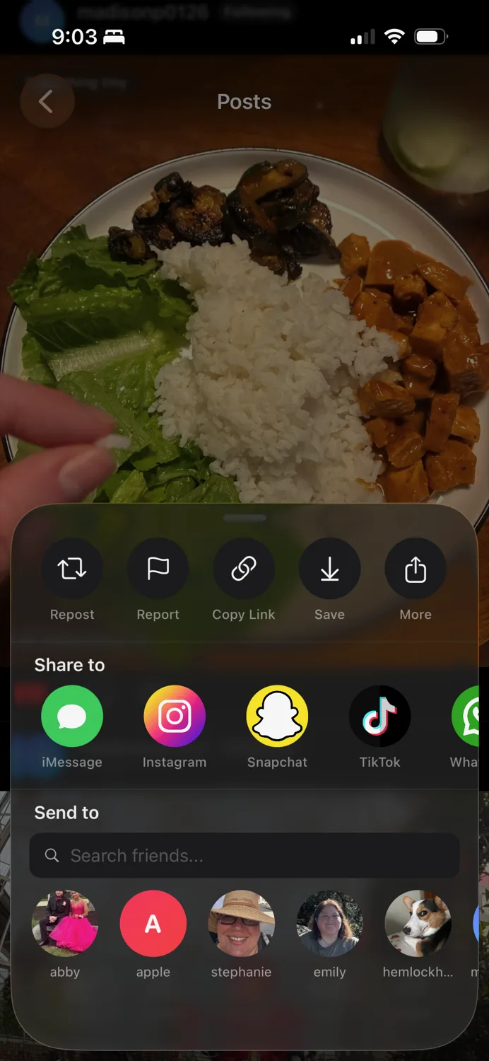 Sharing a Huzzah post to friends, iMessage, Instagram, and more